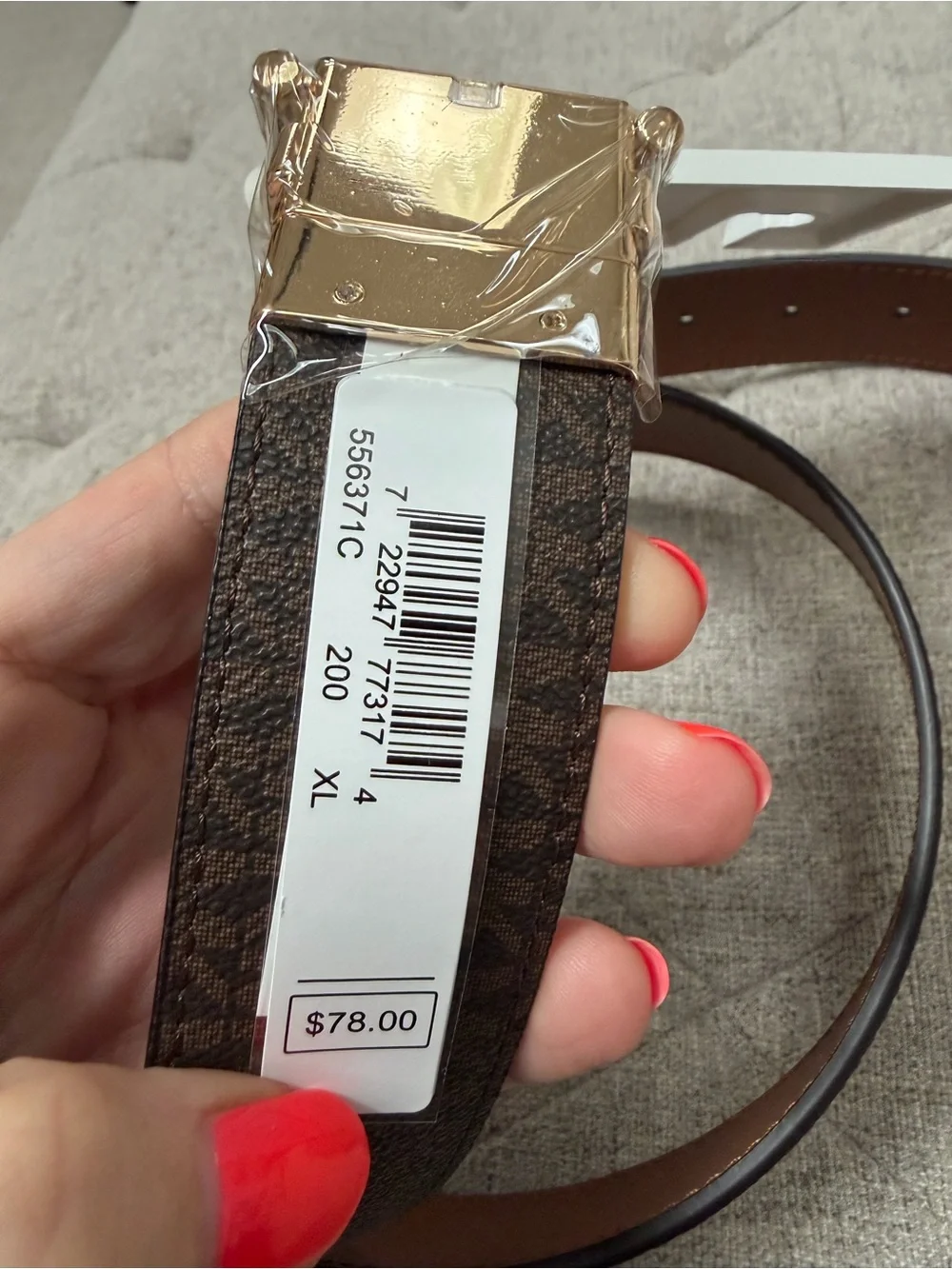 NWT MICHAEL KORS BROWN LOGO BELT REVERSIBLE BROWN BELT GOLD BUCKLE SIZE XL